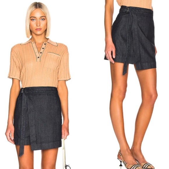 AG Denim Wrap Mini Skirt with Adjustable Tie Belt - Picture 1 of 8